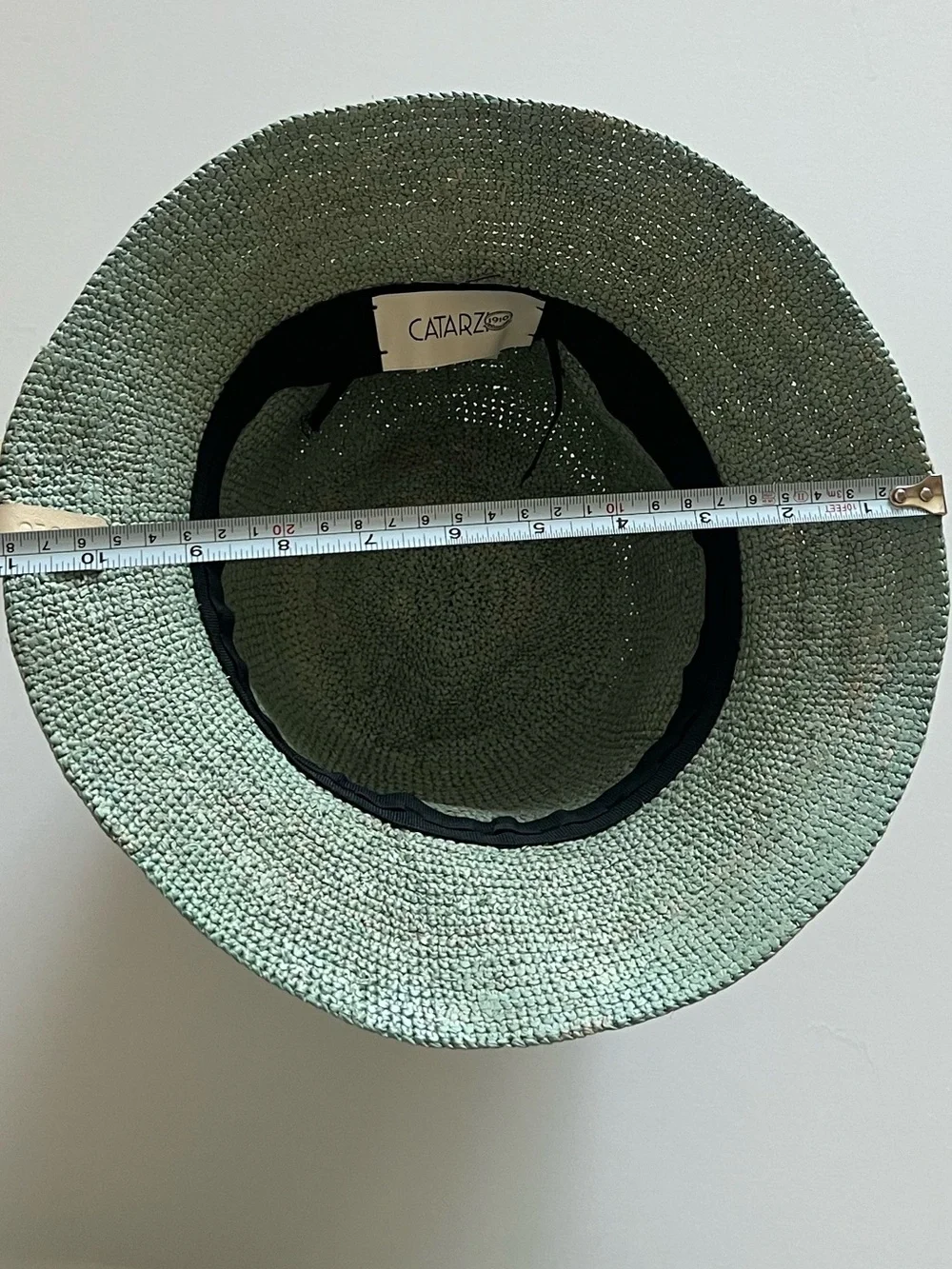 {Catarzi 1910} Brand New Cloche Bucket Hat in Rafia Crochet Verde